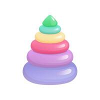 Baby pyramid in flat design. Toy tower with rings stacking for kid learning. illustration isolated. vector