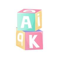 Baby cubes in flat design. Infant blocks toy with alphabet learning game. illustration isolated. vector