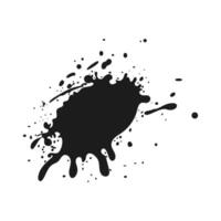Black ink splatter in flat design. Splashing smudge shape with drips. illustration isolated. vector