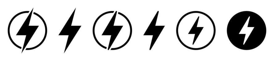 Lightning icon, electric power icon. Energy and thunder electricity symbol. Lightning bolt sign in the circle. vector