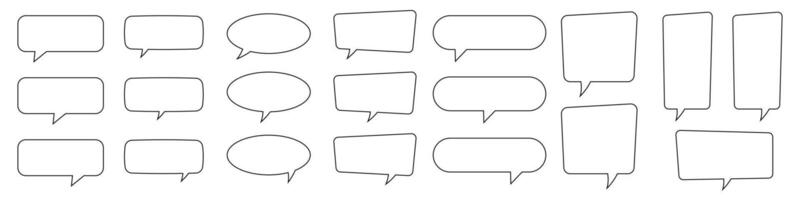Collection of line speech bubble, outline speech balloon, chat bubble. vector