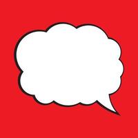 White speech bubble with black shadow on red background. Thought bubble, empty communication cloud. vector