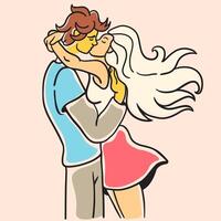 romantic couple kiss in comix style in color vector