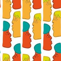 seamless pattern with kissing couple faces in doodle style vector