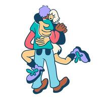 couple hugs in hand drawn style in color vector