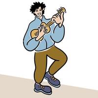 character play guitar in doodle style in color vector