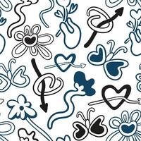 seamless pattern with nature elements in doodle style vector