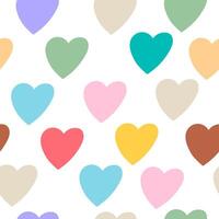 seamless pattern with colored hearts in doodle style vector