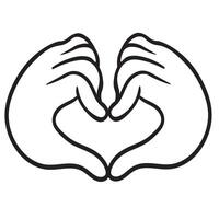 hands as a heart in hand drawn style vector