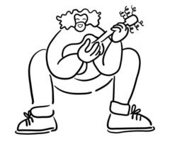 character play guitar in doodle style vector
