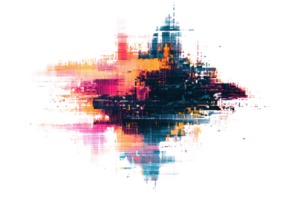 Vibrant abstract digital art with dynamic brushstrokes in vivid colors. A modern, energetic expression of creativity and artistic innovation. png