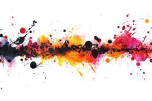 Vibrant abstract artwork with splashes of colorful paint blending in dynamic patterns, perfect for creative design and artistic inspiration. png