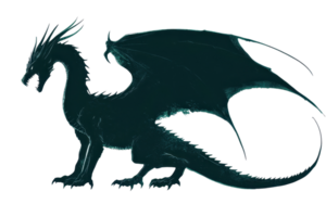 silhouet van een mysticus draak met uitgestrekt Vleugels, overbrengen macht en fantasie in een mystiek instelling, ideaal voor creatief projecten. png