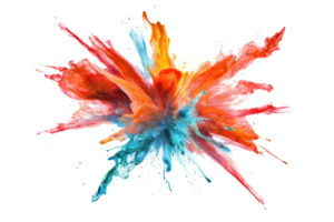 Vivid explosion of colorful paint splashes in mid-air, creating an artistic burst of vibrant hues. Perfect for creative and dynamic designs. png