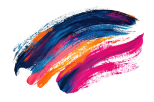 Vibrant abstract brush strokes of blue, orange, pink, and purple on a transparent background, showcasing dynamic artistic expression and color blending. png