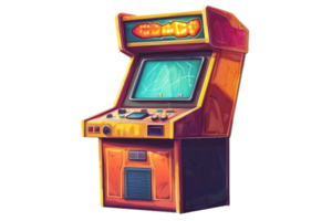 vintage videogames máquina com uma retro Projeto e vibrante cores, perfeito para jogos nostalgia e clássico jogos entusiastas. png