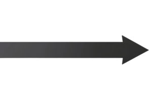 A sleek black arrow pointing right, isolated on a transparent background, perfect for graphic design or presentation elements. png