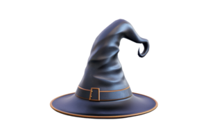 Black witch hat with a buckle, perfect for Halloween, magic, and fantasy themes. Isolated on a transparent background. for design use. png