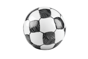 Classic black and white soccer ball isolated on a transparent background, highlighting the iconic pattern and design of the beloved sports equipment. png
