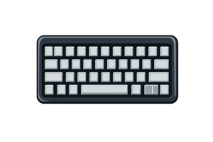 Close-up of a modern computer keyboard, showcasing sleek design and functional layout, ideal for tech and office-related concepts. png