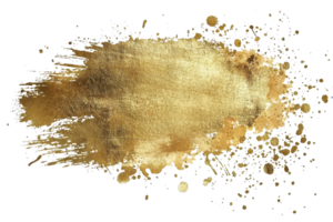 Abstract gold paint splatter with shimmering effect on transparent background, perfect for luxury design and creative projects. png