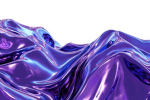 Abstract fluid art with shimmering purple and blue waves, showcasing a metallic and futuristic texture in dynamic motion. png