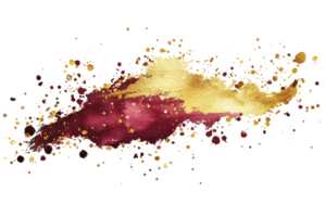 Abstract watercolor splash artwork featuring vibrant crimson and gold hues, creating an artistic expression of color and creativity. png