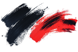 Abstract brush strokes in vibrant red and dark blue create a dynamic contrast, evoking energy and emotion in this artistic composition. png