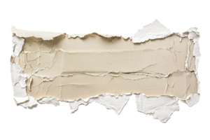 A torn paper texture with jagged edges and natural cream color, perfect for background or design elements in creative projects. png