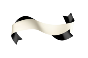 Elegant black and white ribbon curving gracefully, perfect for decoration or graphic design projects, adding a touch of sophistication. png