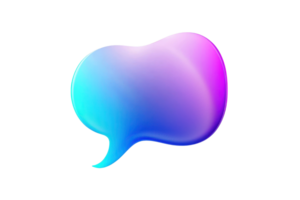 Colorful 3D gradient speech bubble with vibrant hues. Perfect for digital communication, design projects, and modern visual aesthetics. png