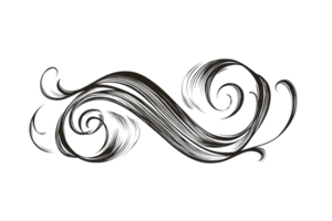 Elegant decorative swirl design element in dark tone, perfect for invitations, greeting cards, and creative projects. png