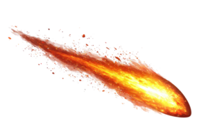 Dynamic illustration of a blazing meteor streaking through space with vivid flames and a glowing trail, capturing cosmic energy and speed. png