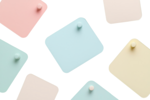 Colorful pastel sticky notes arranged randomly on a transparent background. creating a minimalistic and creative workspace aesthetic. png