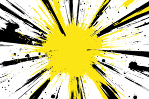 Dynamic abstract yellow paint splash on a transparent background, radiating energy and creativity in a vibrant explosion of color. png