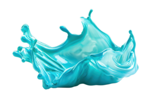 Dynamic splash of turquoise liquid with vivid texture, captured in a frozen moment. Ideal for abstract and creative designs. png