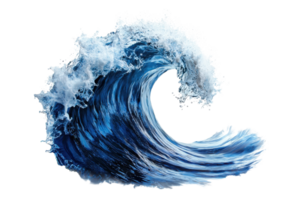 Dynamic ocean wave captured in mid-motion, showcasing the power and beauty of nature in a stunning, isolated composition on a transparent background. png