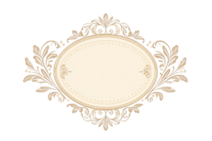 Elegant vintage decorative frame with intricate floral patterns, featuring an empty oval center perfect for text or design highlights. png