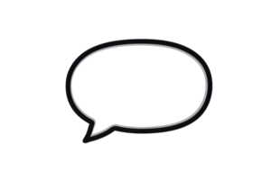Minimalistic black and white speech bubble outline on a transparent background, ideal for design and communication projects. png