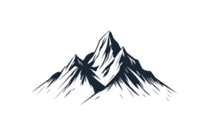 Minimalistic mountain illustration on transparent background, showcasing sharp peaks and natural elegance, perfect for design and art projects. png