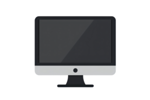 illustration of a modern desktop computer with a blank screen. Ideal for tech, business, and digital concepts. png