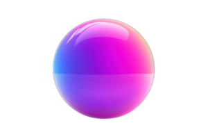 Vibrant, colorful 3D sphere with a gradient of pink and purple hues, reflecting soft light. Perfect for abstract design and backgrounds. png