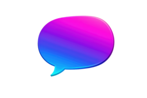 Vibrant communication concept with a colorful speech bubble in gradient hues on a transparent background, symbolizing dialogue and connection. png