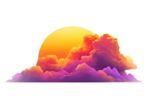 Vibrant digital artwork of a colorful sunset with pink and orange clouds. Ideal for creative projects and inspirational concepts. png
