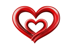 Two intertwined red hearts symbolizing love, passion, and connection against a transparent background. Perfect for romantic and Valentine's themes. png