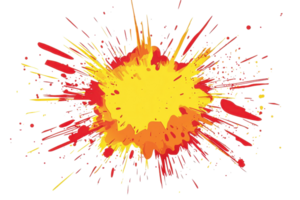 Vibrant abstract splash art in red and yellow, capturing the essence of dynamic and energetic creativity. Perfect for modern design projects. png