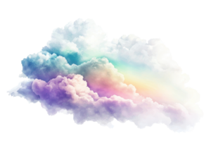 Vibrant cloud with a stunning rainbow blending through, creating a dreamy and colorful sky scene. png