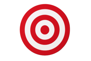 Red and white bullseye target isolated on a transparent background., representing precision, focus, and accuracy in achieving goals. png