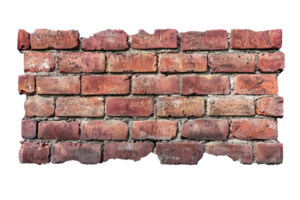 Old red brick wall with a rustic appearance, showcasing weathered texture and historical charm, ideal for architectural backgrounds. png