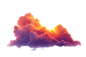 Vibrant sunset clouds with fiery colors and soft textures, depicted against a serene sky, evoke a sense of tranquility and wonder. png